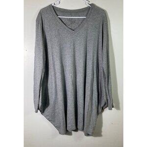 Womens Shine Pima Cotton Long Sleeve Lagenlook Tunic Gray M Flaw‎